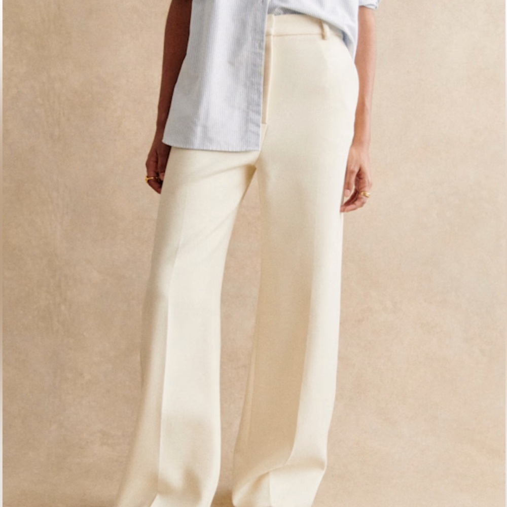 Sézane Matheo Elegant Cream Women's Trouser Pants in Ecru